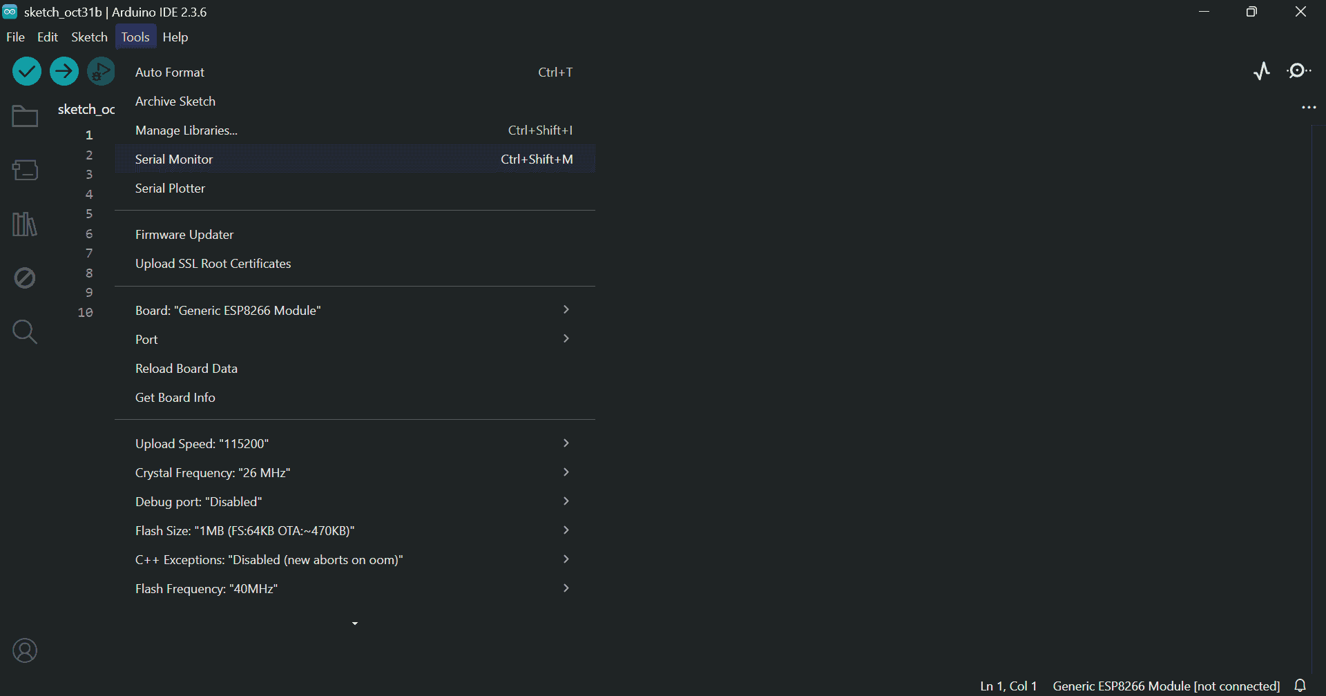 Open Serial Monitor