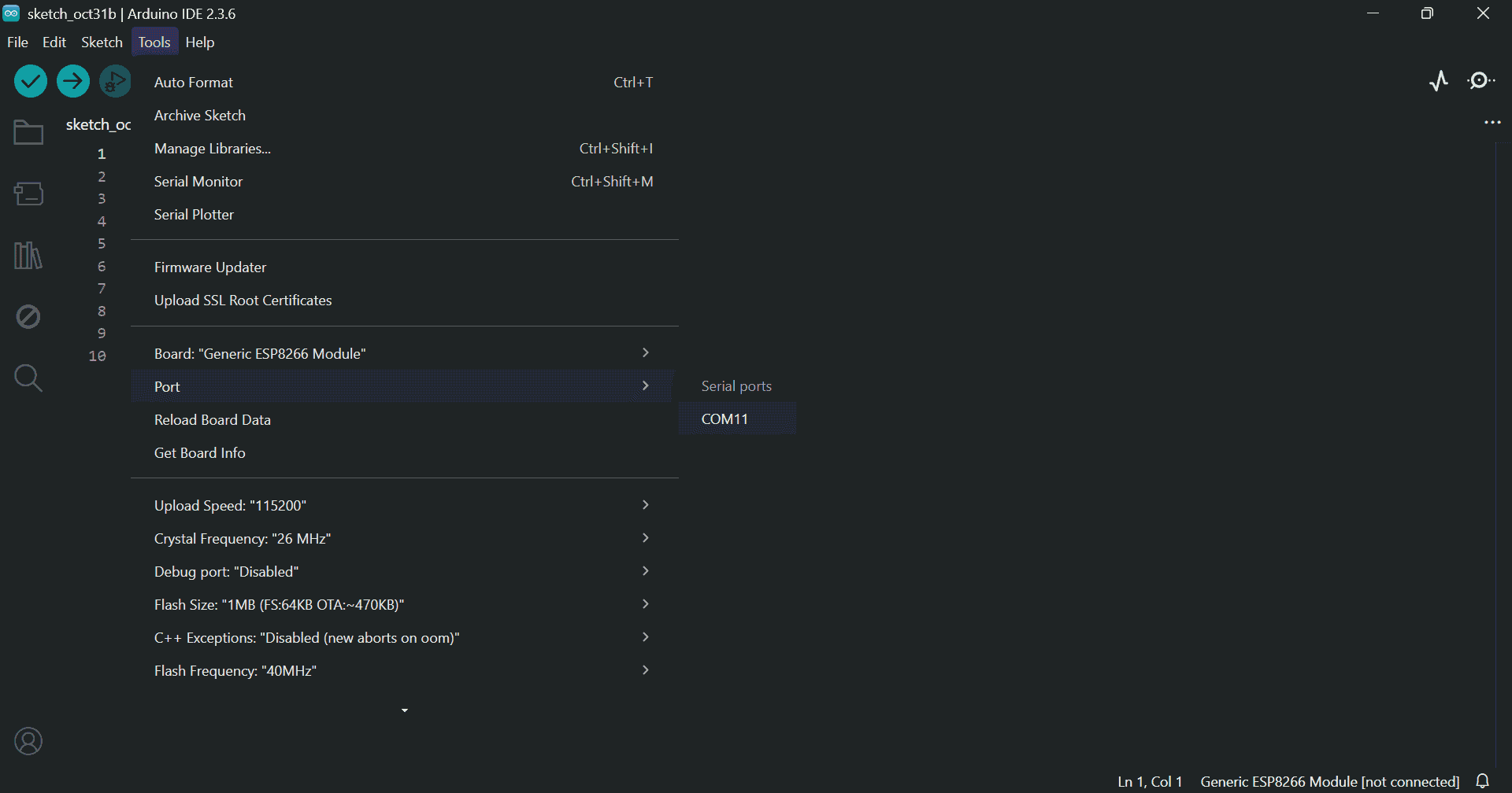 Open Serial Monitor