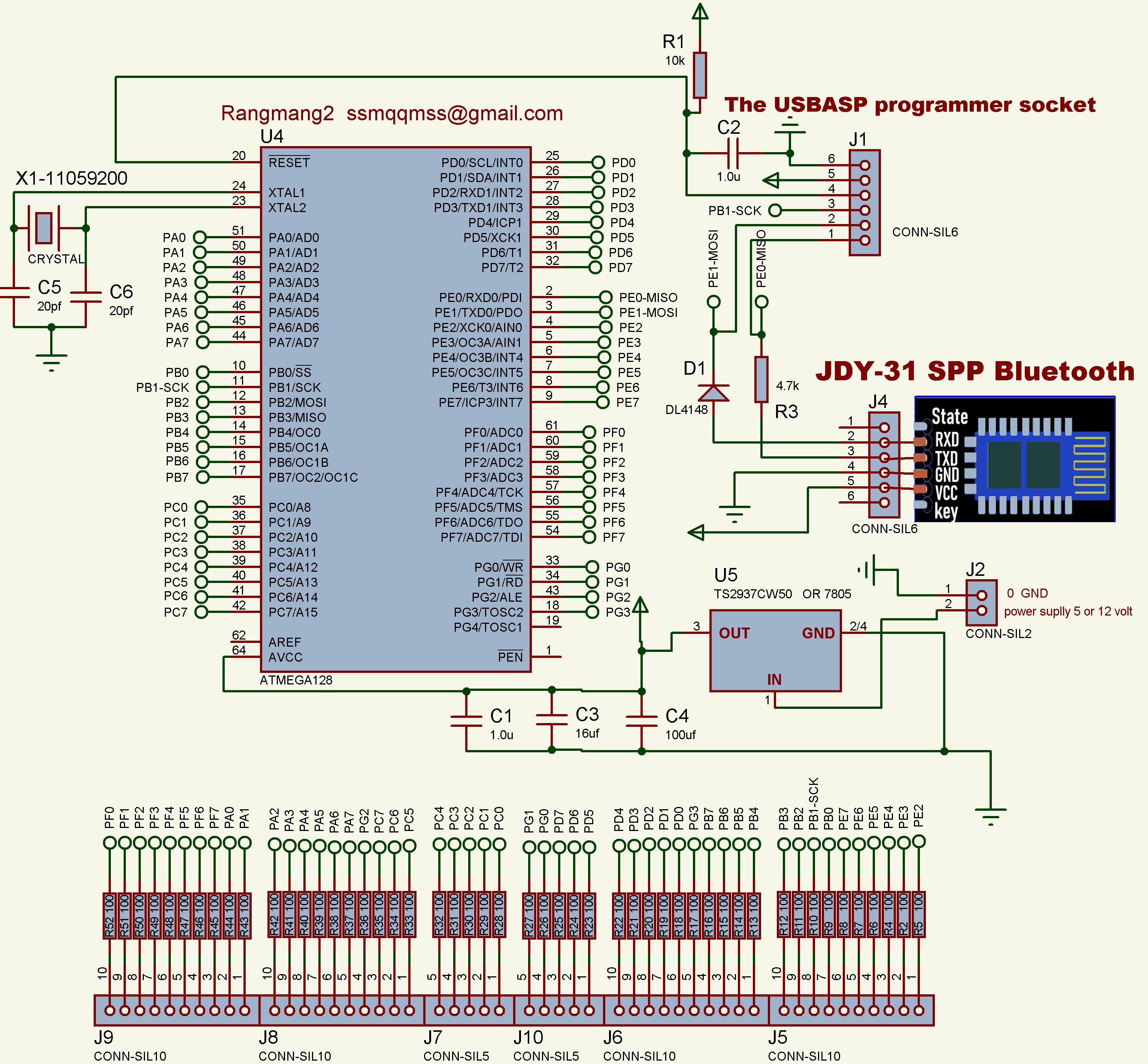 RANGMANG 2 PCB and schematic based on ATmega128